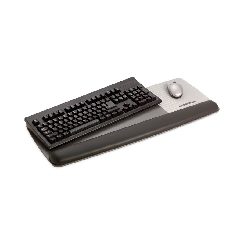 3M Antimicrobial Gel Mouse Pad/Keyboard Wrist Rest Platform, 25.5 x 10.6, Black/Silver