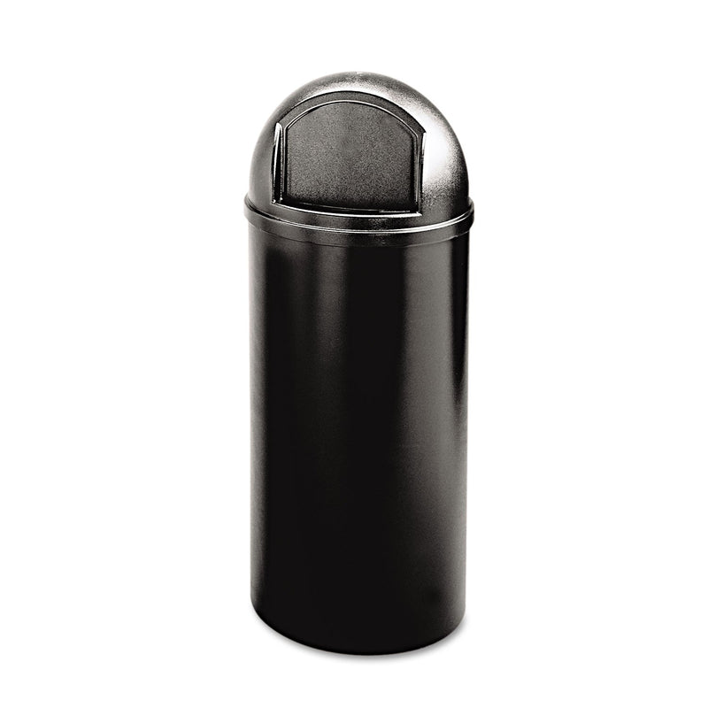 Rubbermaid Marshal Classic Container, Round, Polyethylene, 25 gal, Black