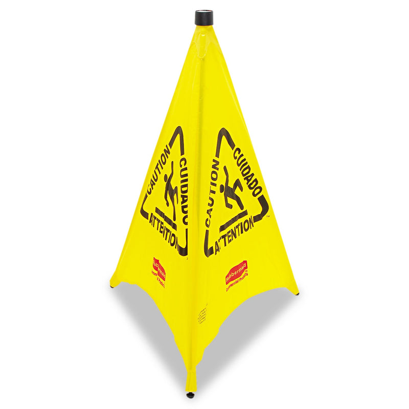 Rubbermaid Multilingual Pop-Up Wet Floor Safety Cone, 21 x 21 x 30, Yellow