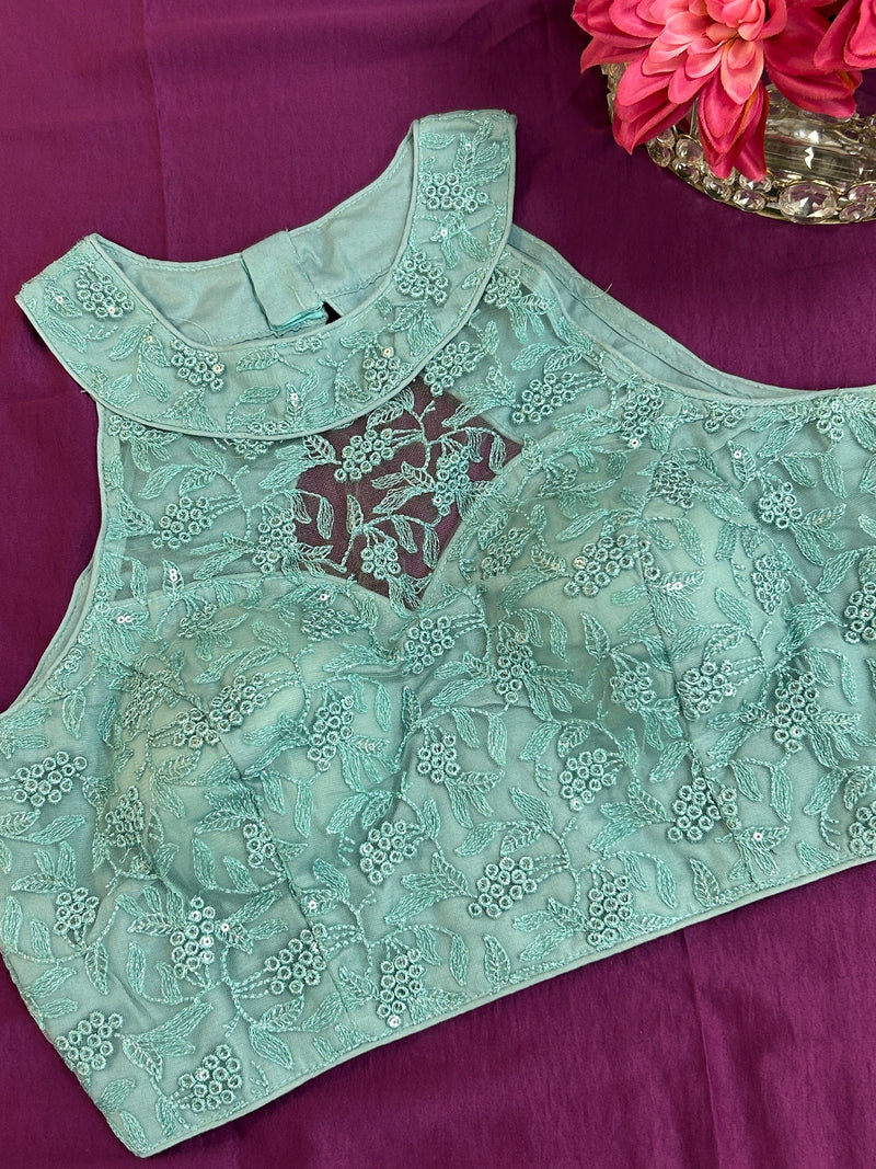 Halter neck embroidered blouse