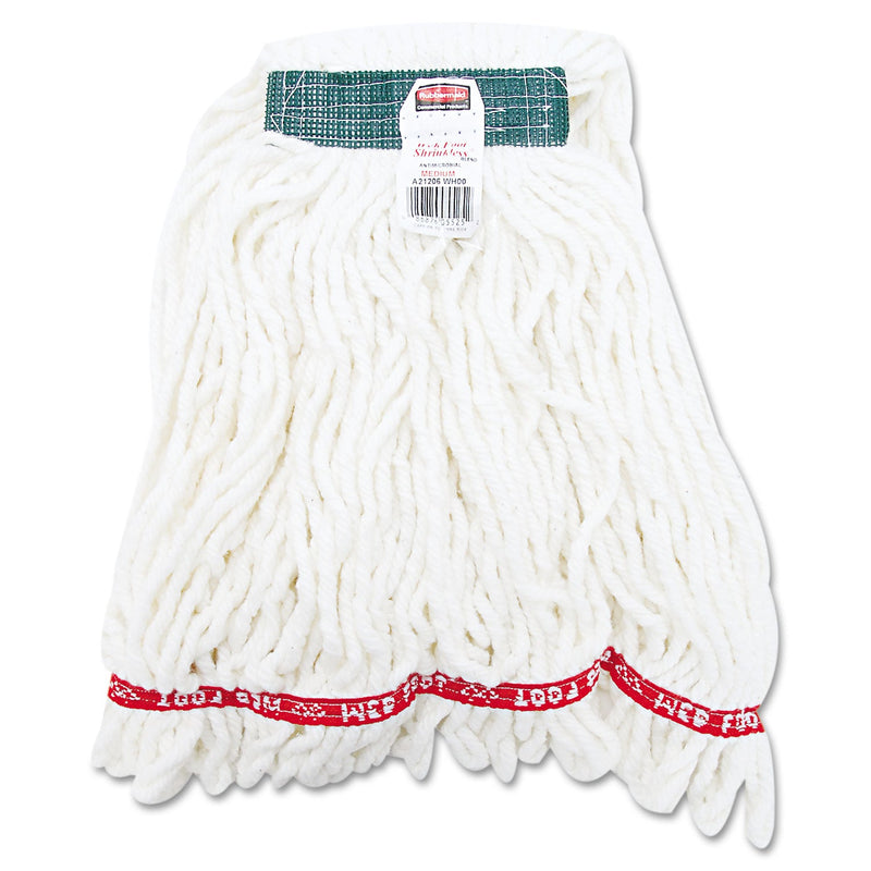 Rubbermaid Web Foot Shrinkless Looped-End Wet Mop Head, Cotton/Synthetic, Medium, White, 6/Carton