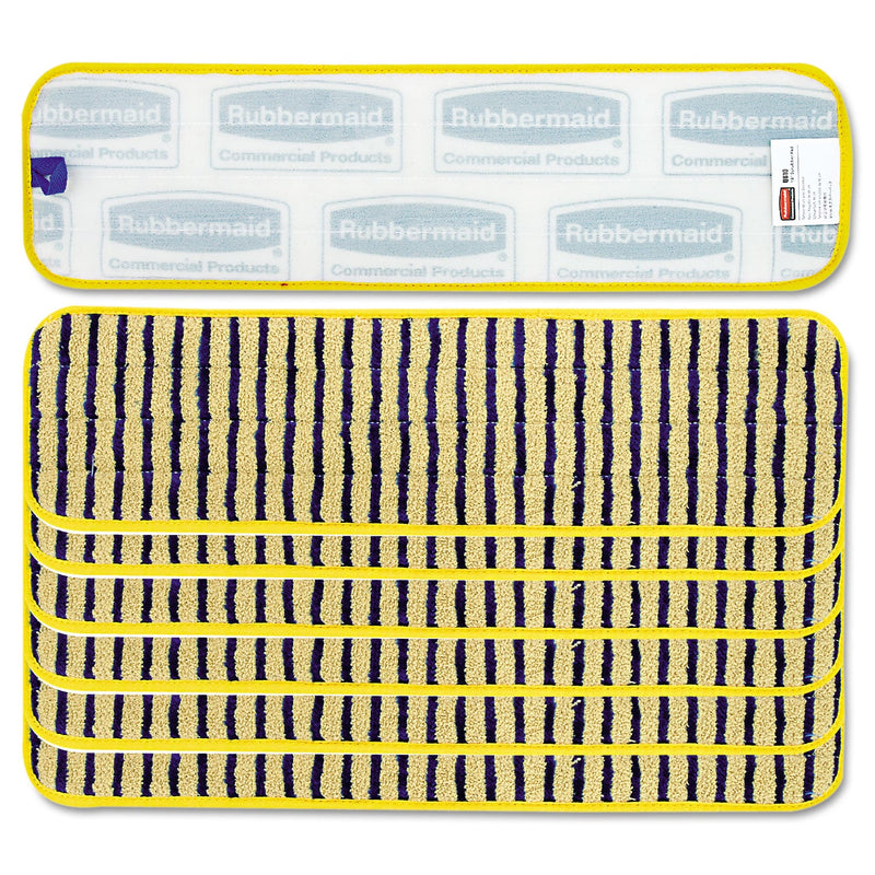Rubbermaid Microfiber Scrubber Pad, Vertical Polyprolene Stripes, 18", Yellow, 6/Carton