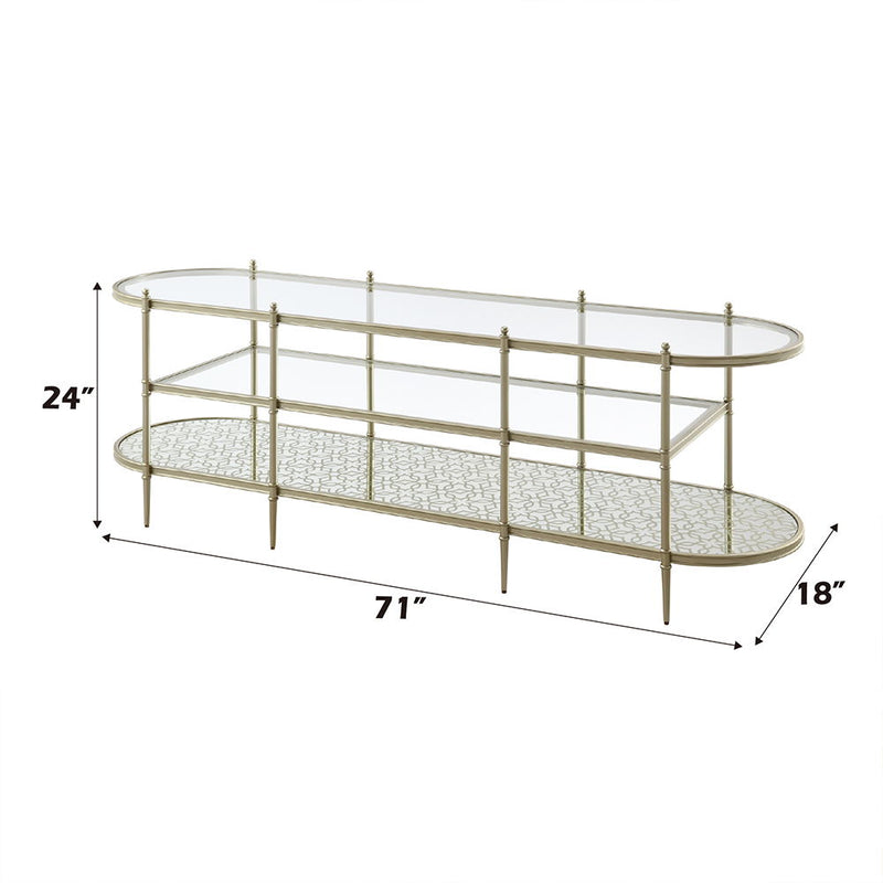 Zaba - TV Stand - Glass Top & Champagne