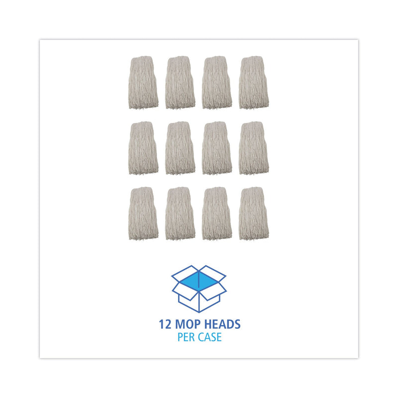 Boardwalk Premium Cut-End Wet Mop Heads, Rayon, 24oz, White, 12/Carton
