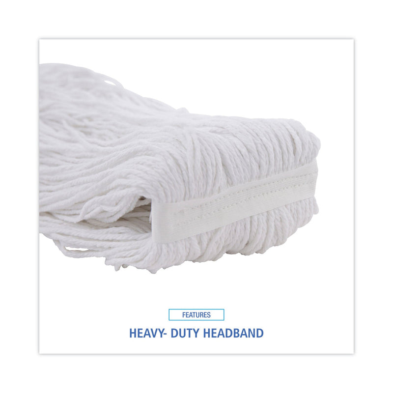 Boardwalk Mop Head, Premium Standard Head, Rayon Fiber, 32oz, White, 12/Carton