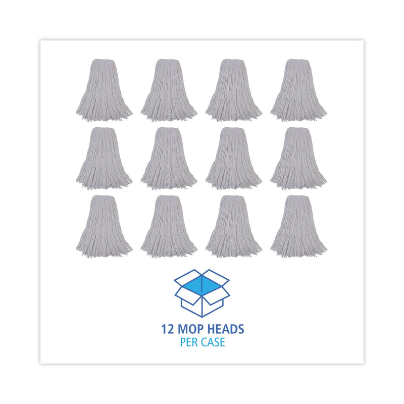 Boardwalk Mop Head, Premium Standard Head, Rayon Fiber, 32oz, White, 12/Carton