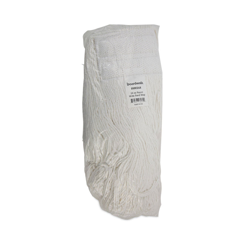 Boardwalk Mop Head, Premium Saddleback Head, Rayon Fiber, 24-Oz., White, 12/Carton