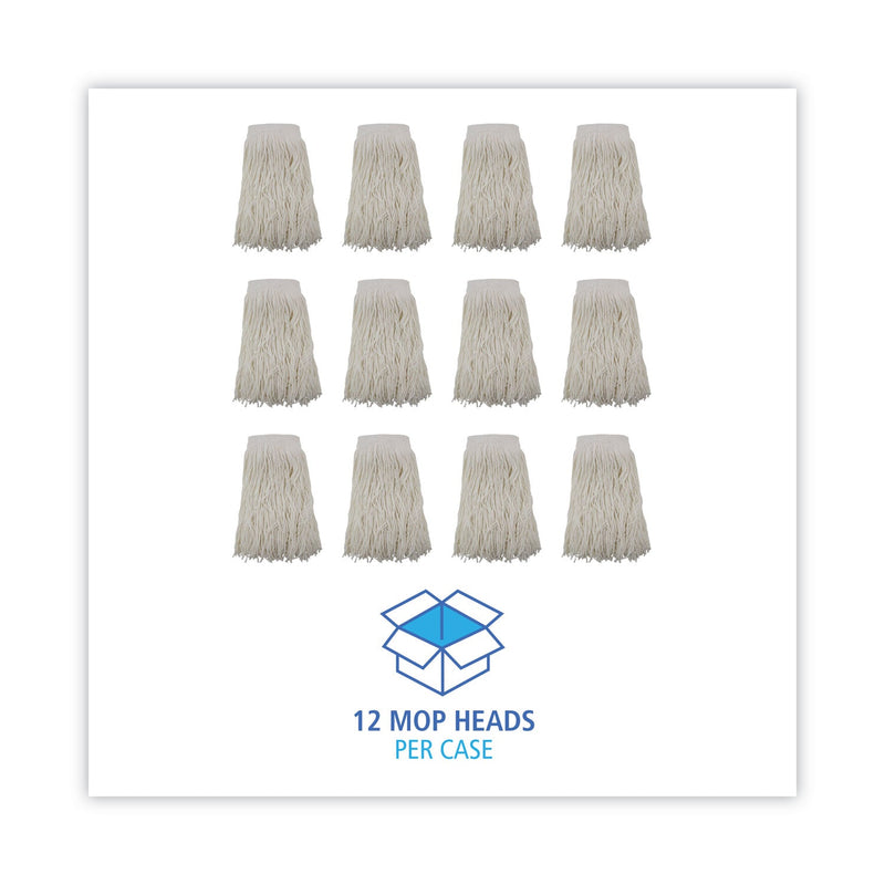 Boardwalk Mop Head, Premium Saddleback Head, Rayon Fiber, 24-Oz., White, 12/Carton