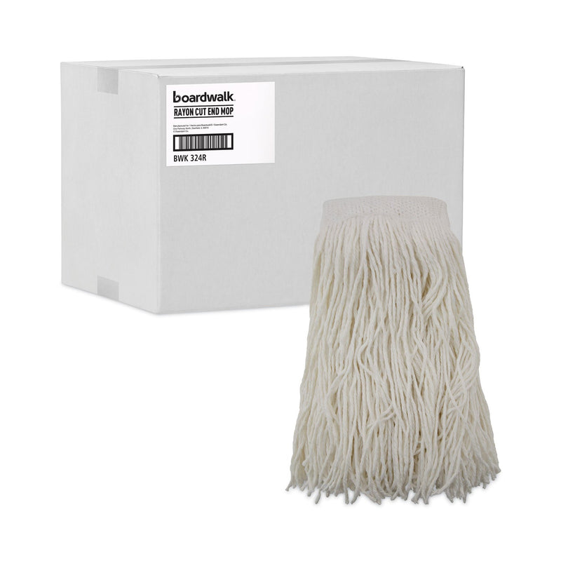 Boardwalk Mop Head, Premium Saddleback Head, Rayon Fiber, 24-Oz., White, 12/Carton