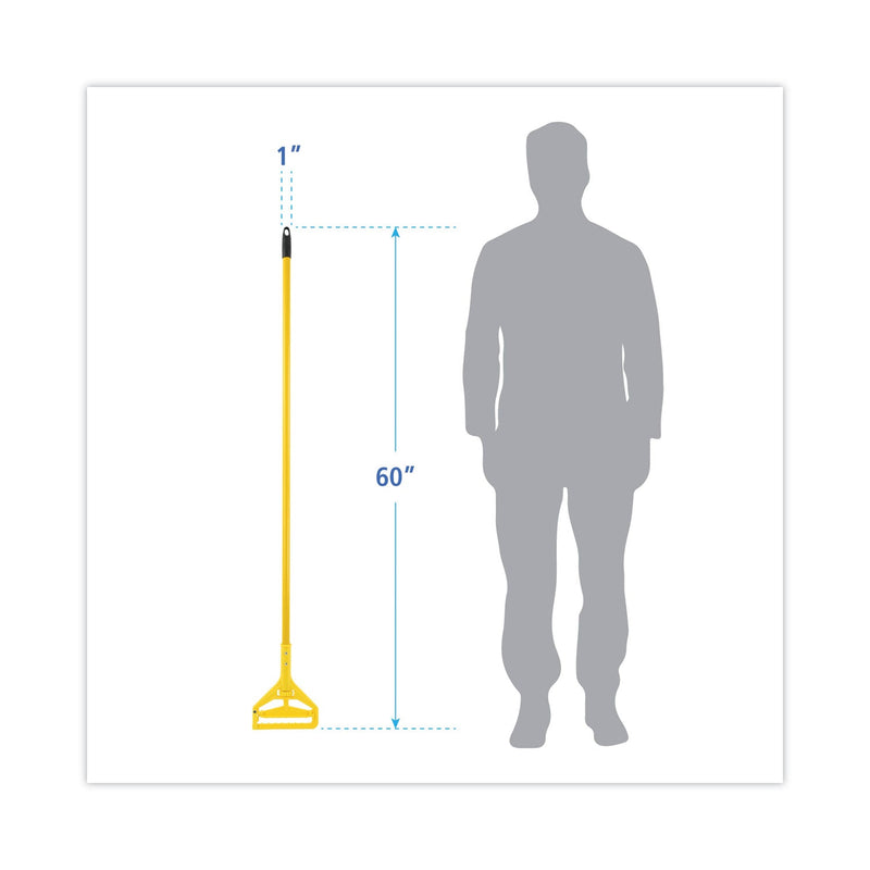 Boardwalk Looped End Mop Kit, Medium Blue Cotton/Rayon/Synthetic Head, 60" Yellow Metal/Polypropylene Handle