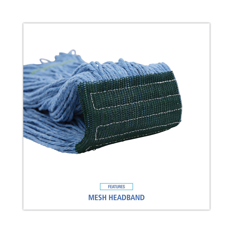 Boardwalk Mop Head, Premium Standard Head, Cotton/Rayon Fiber, Medium, Blue, 12/Carton