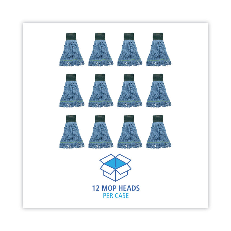 Boardwalk Mop Head, Premium Standard Head, Cotton/Rayon Fiber, Medium, Blue, 12/Carton