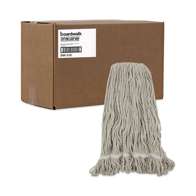 Boardwalk Pro Loop Web/Tailband Wet Mop Head, Cotton, 24oz, White, 12/Carton