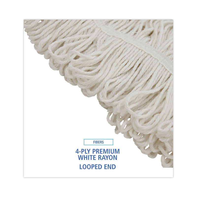 Boardwalk Pro Loop Web/Tailband Wet Mop Head, Rayon, 24oz, White, 12/Carton