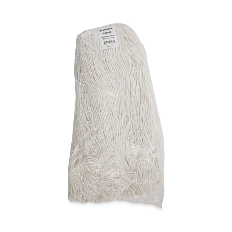 Boardwalk Pro Loop Web/Tailband Wet Mop Head, Rayon, 24oz, White, 12/Carton