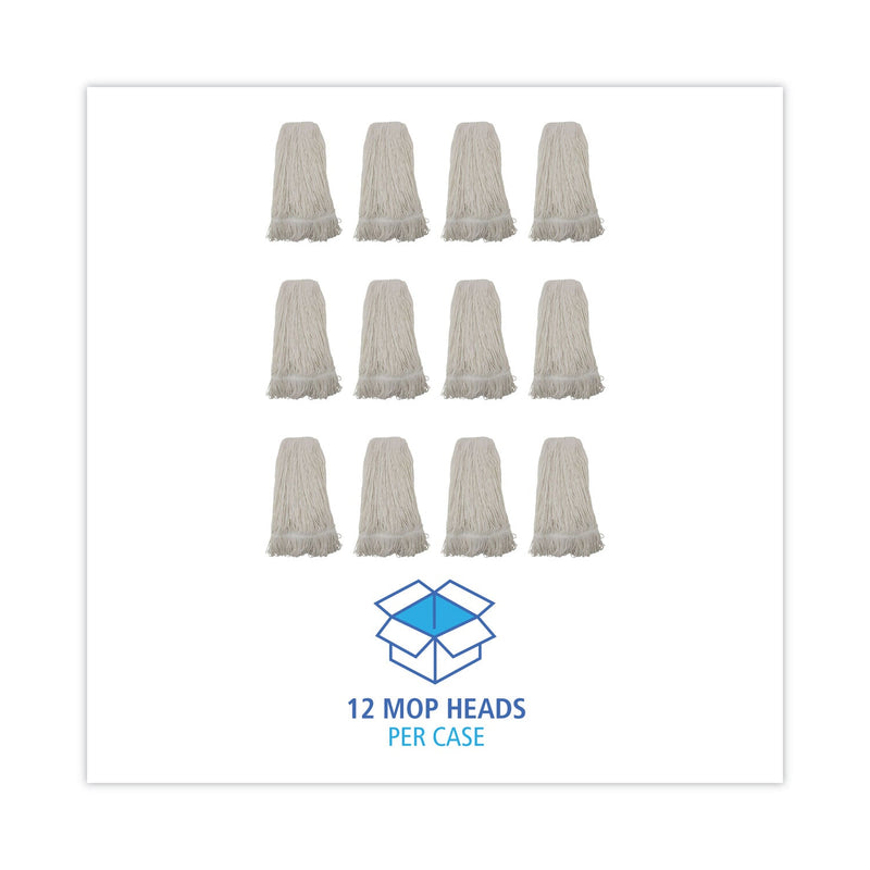 Boardwalk Pro Loop Web/Tailband Wet Mop Head, Rayon, 24oz, White, 12/Carton