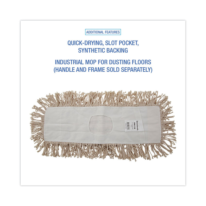 Boardwalk Industrial Dust Mop Head, Hygrade Cotton, 18w x 5d, White