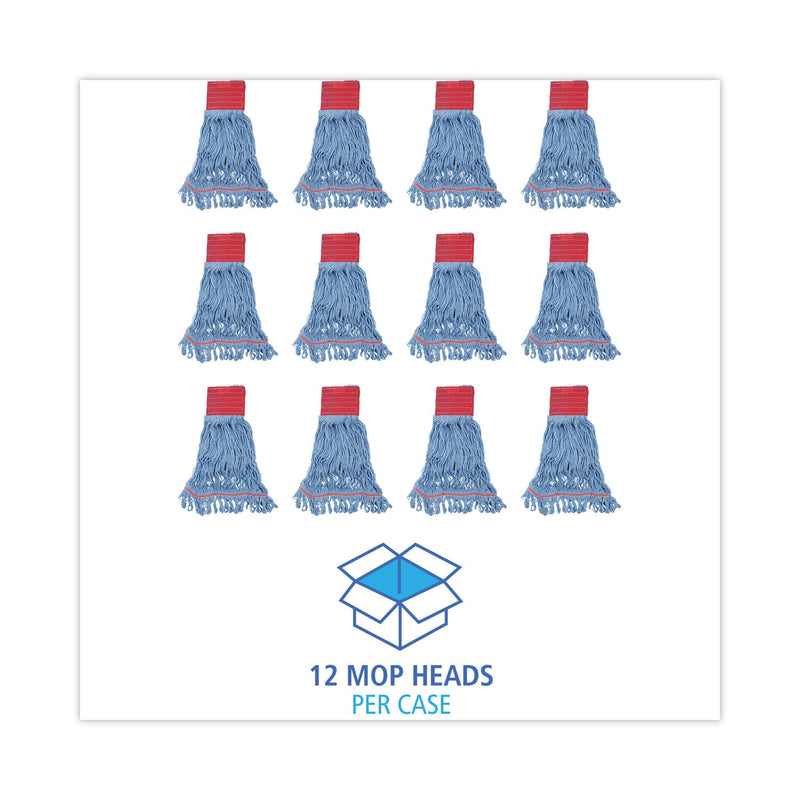 Boardwalk Pro Loop Web/Tailband Mop Head, Blue, Large, 12/Carton