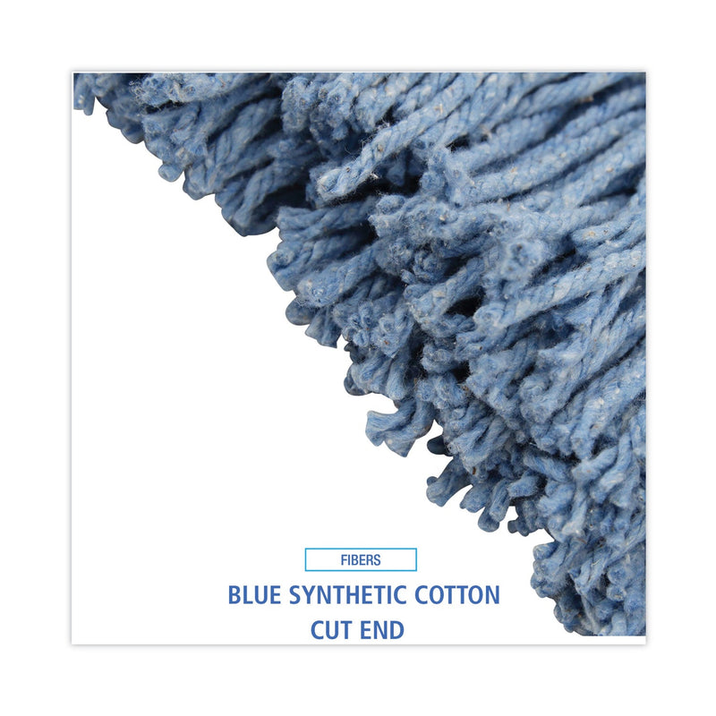 Boardwalk Mop Head, Standard Head, Cotton/Synthetic Fiber, Cut-End, #16., Blue