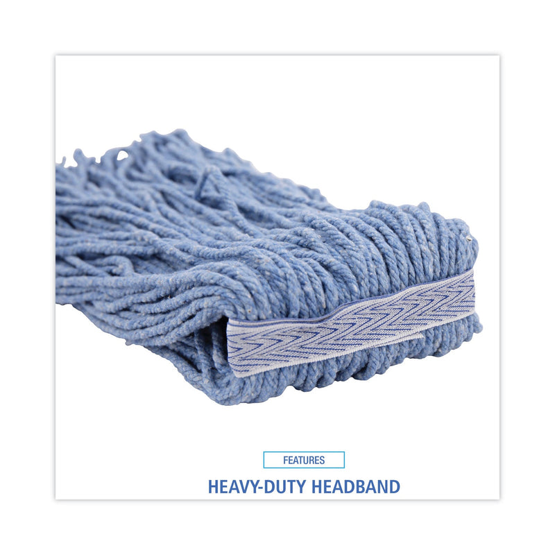 Boardwalk Mop Head, Standard Head, Cotton/Synthetic Fiber, Cut-End, #16., Blue