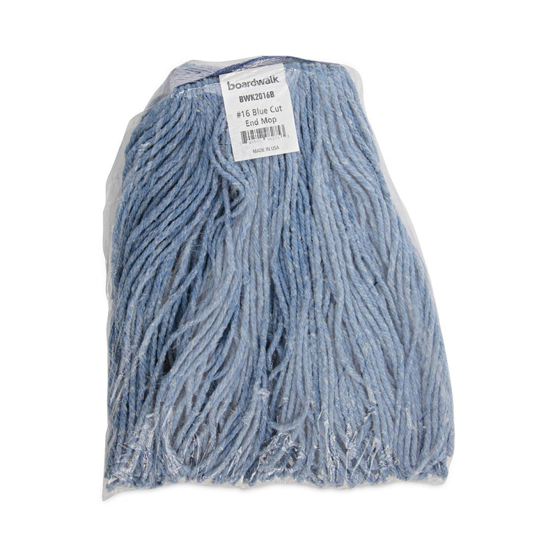 Boardwalk Mop Head, Standard Head, Cotton/Synthetic Fiber, Cut-End, #16., Blue
