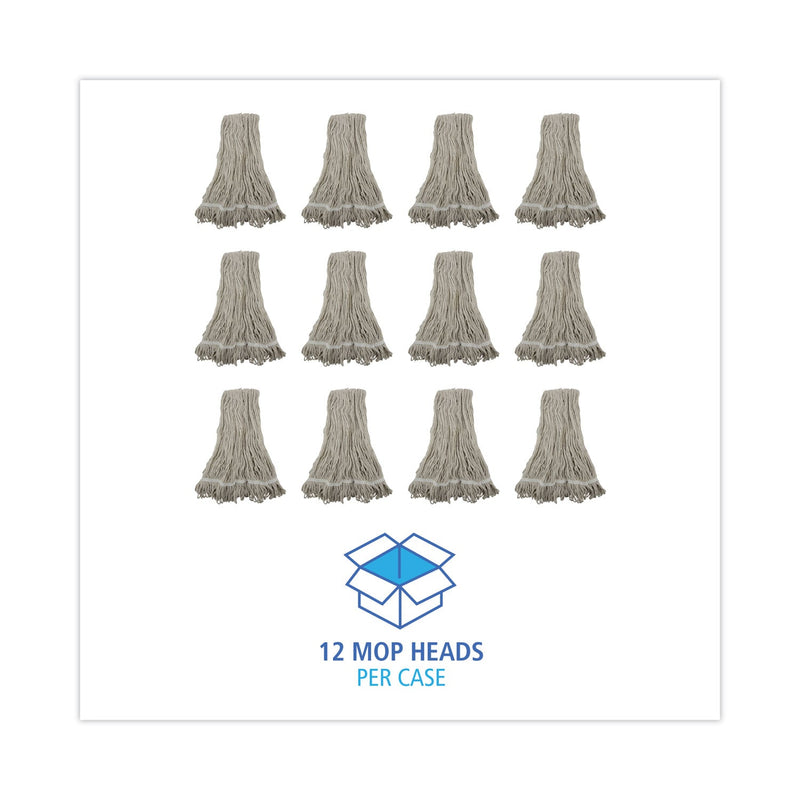 Boardwalk Pro Loop Web/Tailband Wet Mop Head, Cotton, 12/Carton