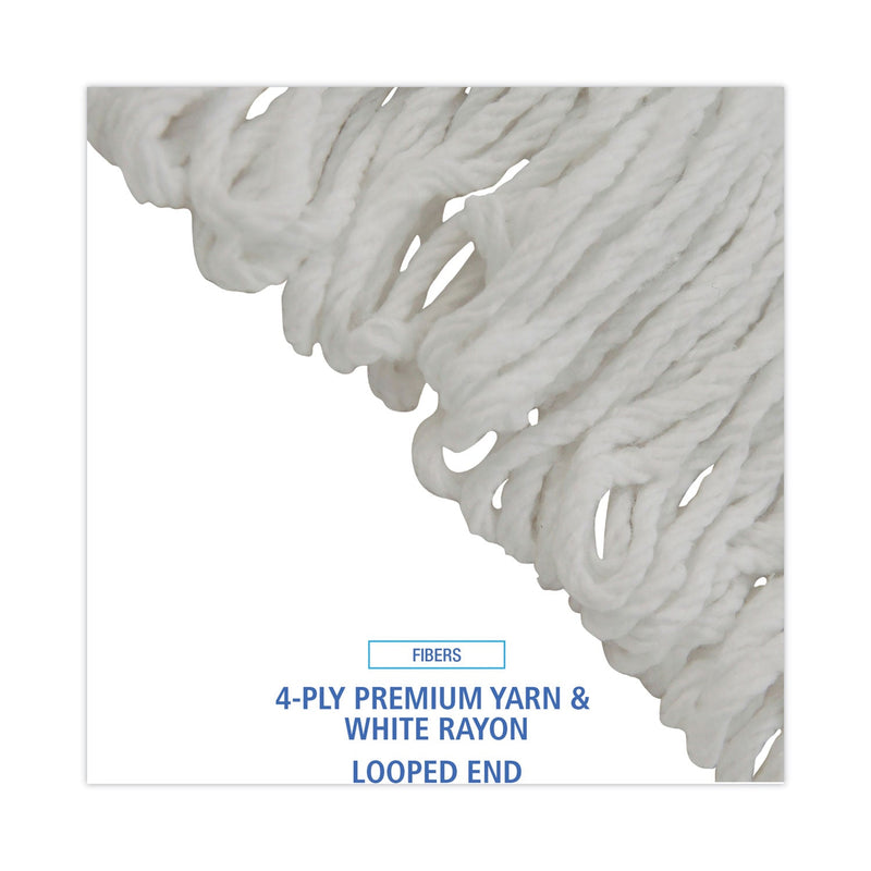 Boardwalk Pro Loop Web/Tailband Wet Mop Head, Rayon, #24 Size, White, 12/Carton