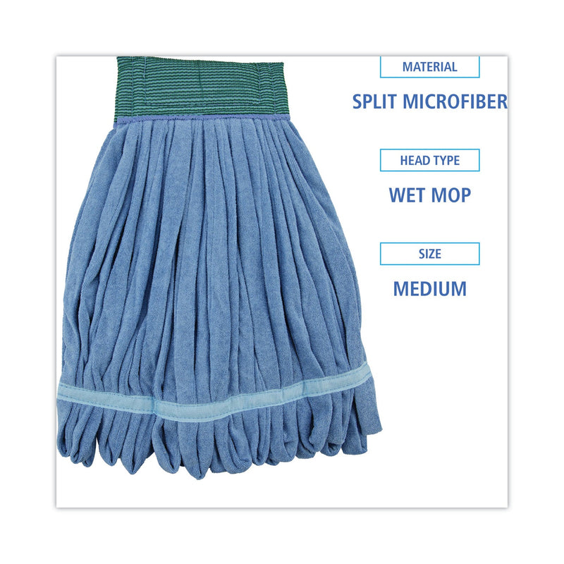 Boardwalk Microfiber Looped-End Wet Mop Head, Medium, Blue