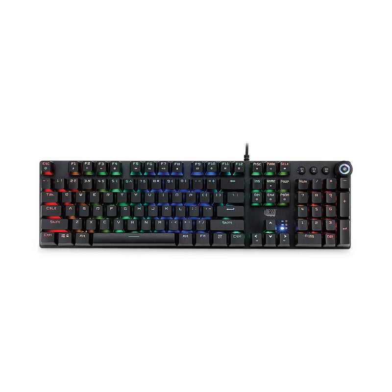 Adesso RGB Programmable Mechanical Gaming Keyboard with Detachable Magnetic Palmrest, 108 Keys, Black