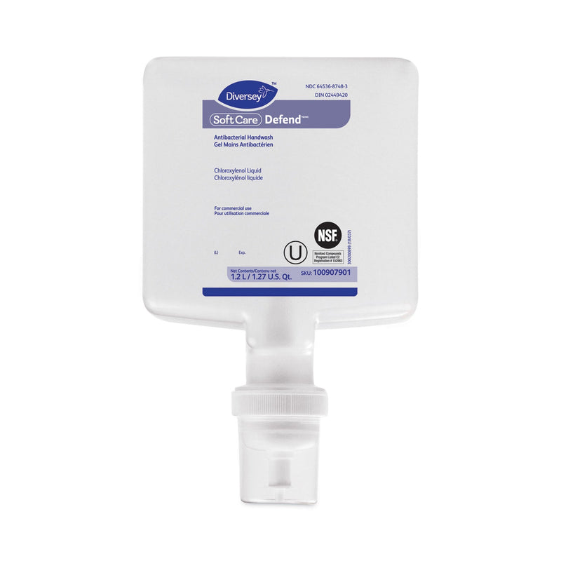 Diversey Soft Care Defend Handwash for IntelliCare Dispensers, Fragrance-Free, 1.2 L Refill, 6/Carton