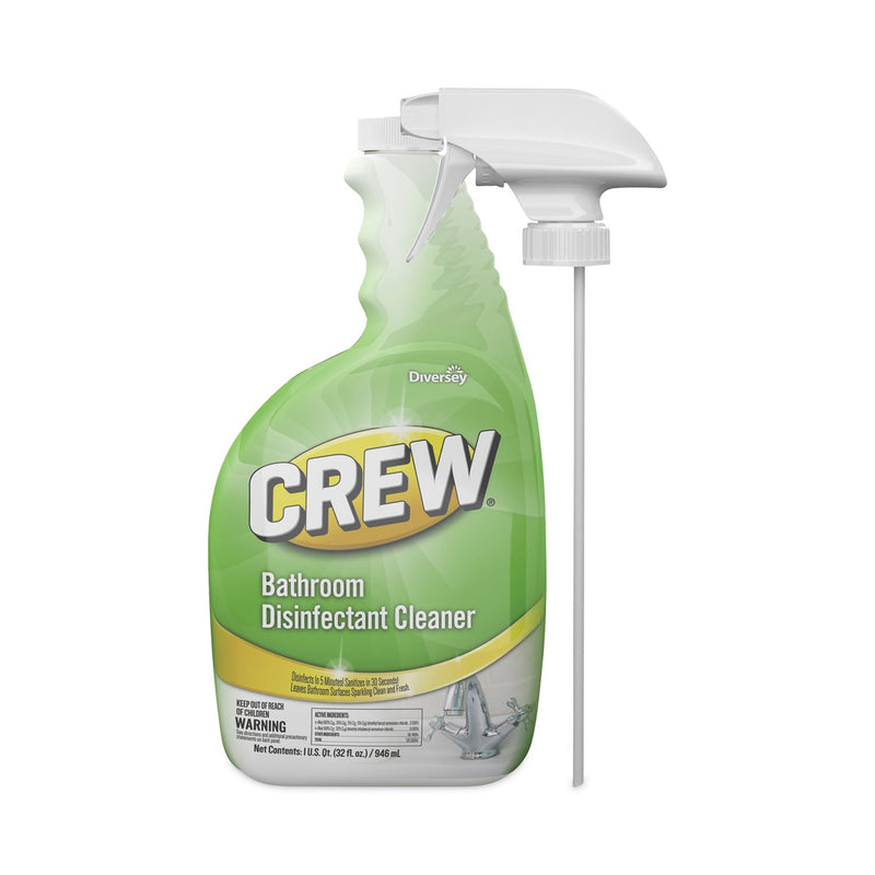 Diversey Crew Bathroom Disinfectant Cleaner, Floral Scent, 32 oz Spray Bottle, 4/Carton