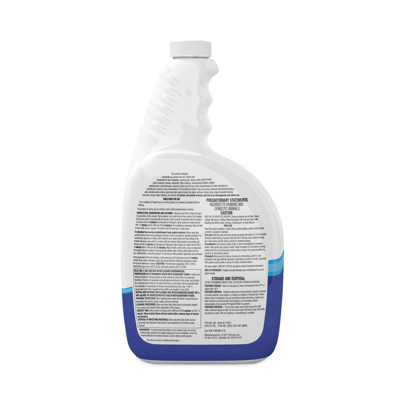 Diversey Virex All-Purpose Disinfectant Cleaner, Lemon Scent, 32 oz Spray Bottle, 4/Carton
