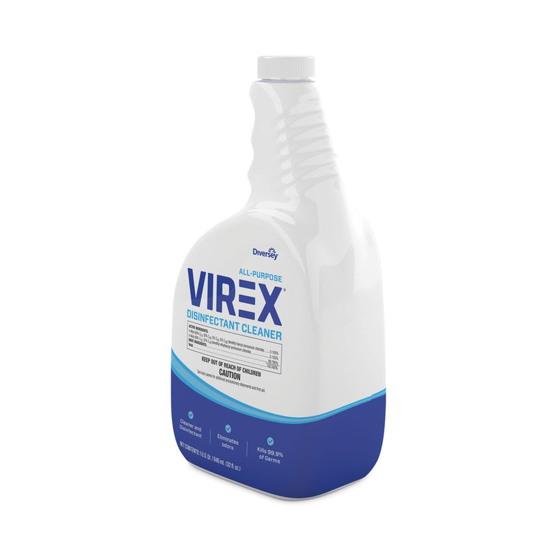 Diversey Virex All-Purpose Disinfectant Cleaner, Lemon Scent, 32 oz Spray Bottle, 4/Carton