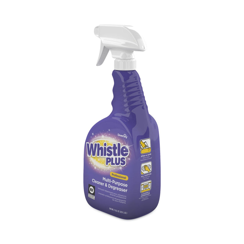 Diversey Whistle Plus Multi-Purpose Cleaner and Degreaser, Citrus, 32 oz Spray Bottle, 8/Carton
