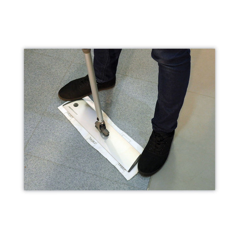 Diversey Taskisum Disposable Microfiber Mop, 17.7 x 4.9 White Microfiber Head, 25/Pack