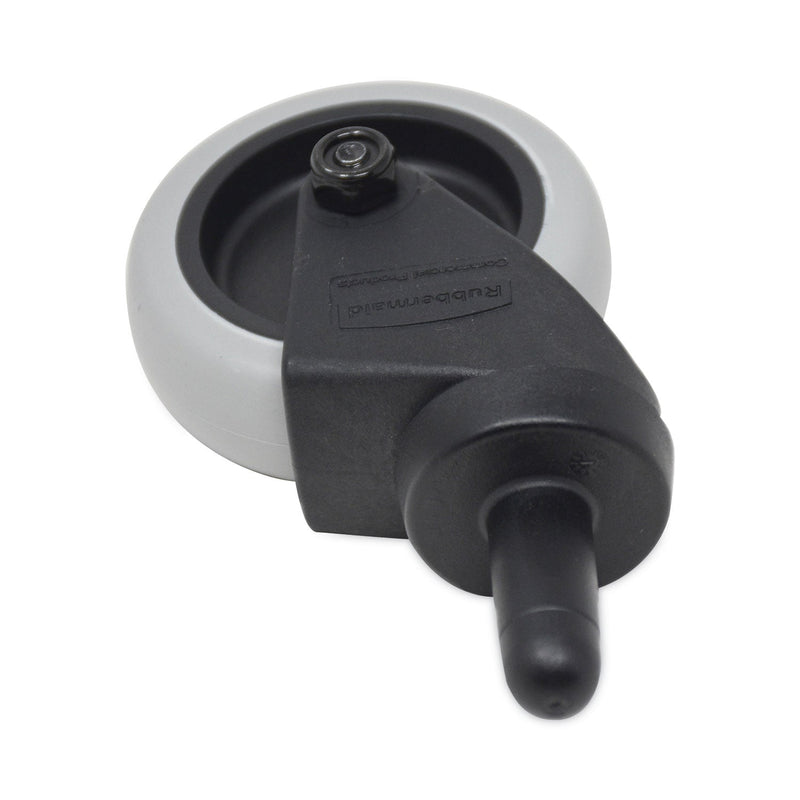Rubbermaid Replacement Bayonet-Stem Swivel Casters, Grip Ring Stem, 3" Soft Rubber Wheel, Black