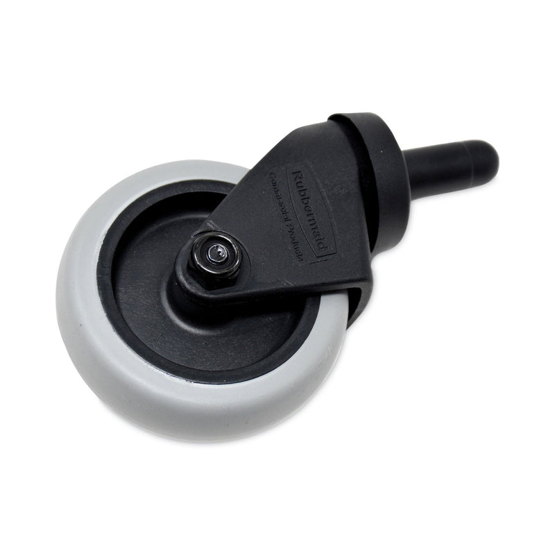 Rubbermaid Replacement Bayonet-Stem Swivel Casters, Grip Ring Stem, 3" Soft Rubber Wheel, Black