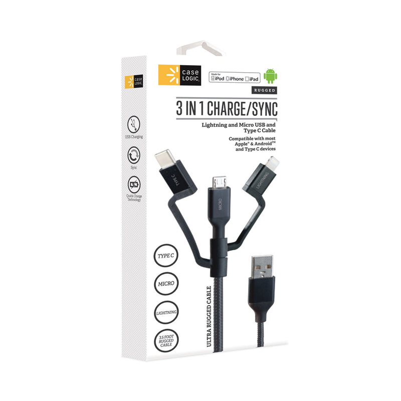 Case Logic Universal USB Cable, 3.5 ft, Black