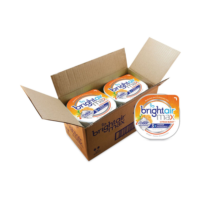 BRIGHT Air Max Odor Eliminator Air Freshener, Citrus Burst, 8 oz Jar, 6/Carton