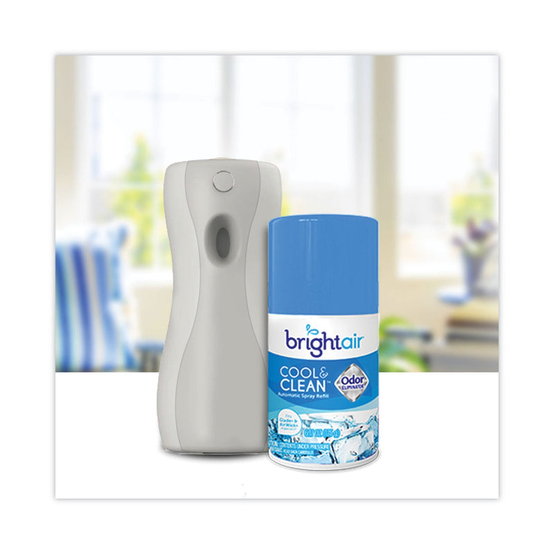 BRIGHT Air Automatic Spray Air Freshener Refill, Cool and Clean, 6.17 oz Aerosol Spray, 6/Carton
