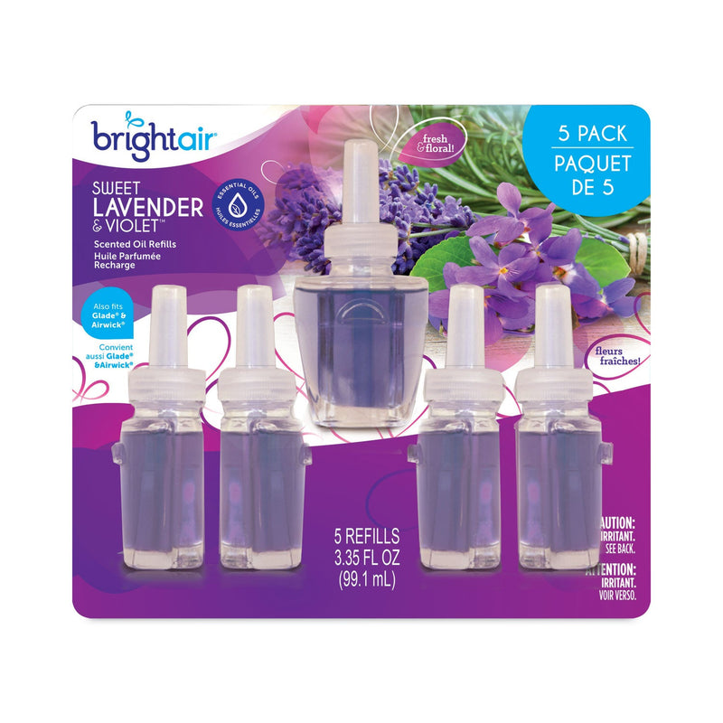 BRIGHT Air Electric Scented Oil Air Freshener Refill, Sweet Lavender and Violet, 0.67 oz Bottle, 5/Pack, 6 Pack/Carton