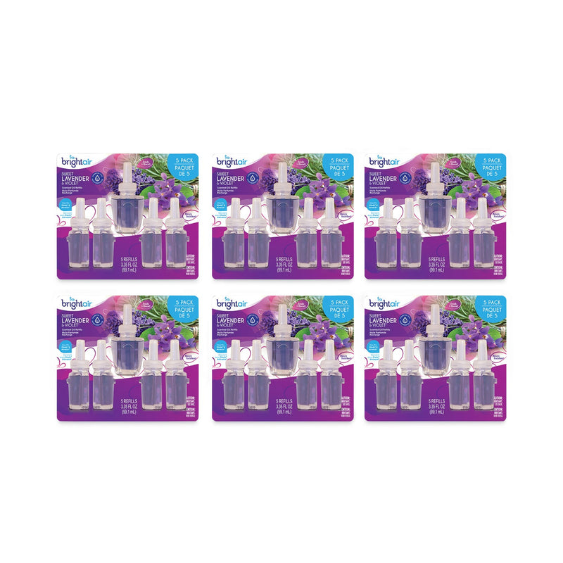 BRIGHT Air Electric Scented Oil Air Freshener Refill, Sweet Lavender and Violet, 0.67 oz Bottle, 5/Pack, 6 Pack/Carton