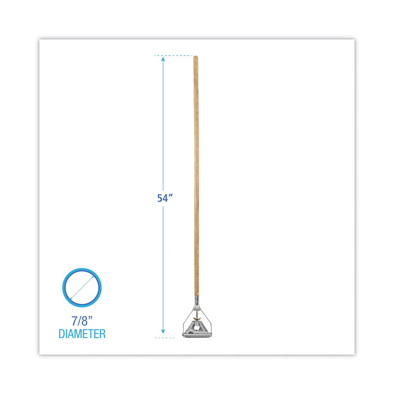 Boardwalk Quick Change Metal Head Wooden Mop Handle, Junior, 0.88" dia x 54", Natural