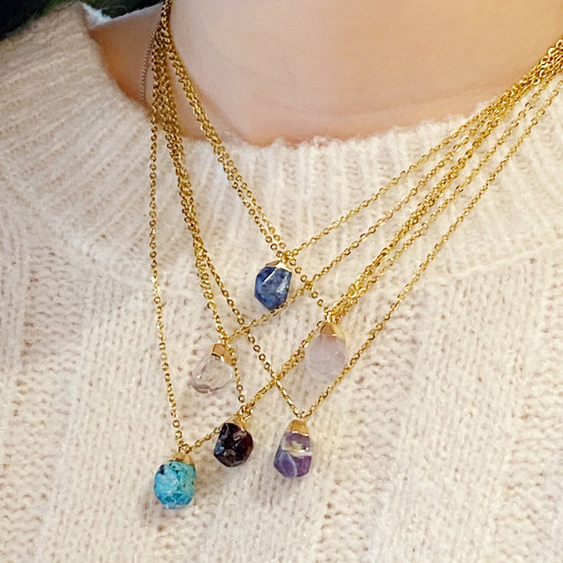 Meditation Semi-Precious Stone Pendant Necklace