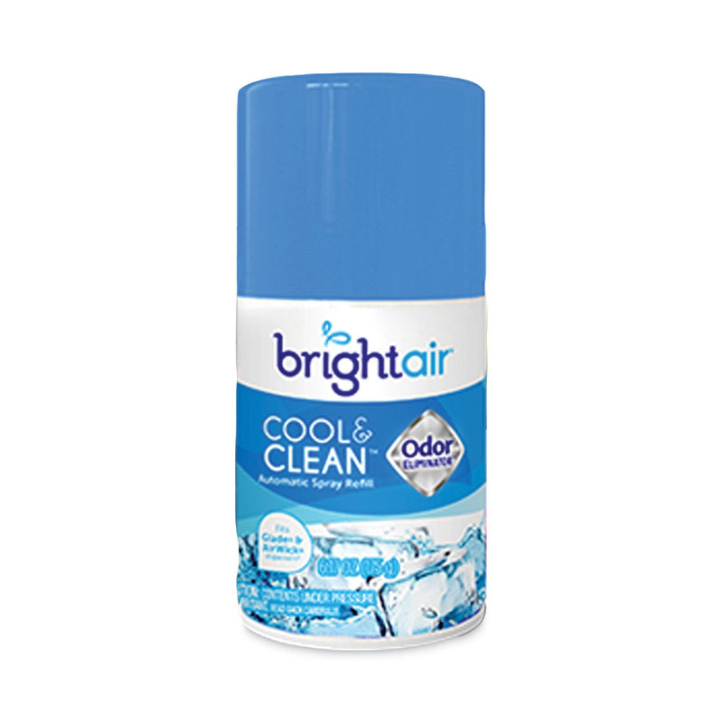 BRIGHT Air Automatic Spray Air Freshener Refill, Cool and Clean, 6.17 oz Aerosol Spray, 6/Carton