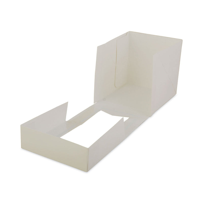 SCT White Window Bakery Boxes with Attached Flip Top, 4-Corner Beers Design, 4.5 x 4.5 x 4.5, White, Paper, 200/Carton