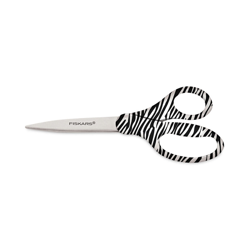 Fiskars Performance Designer Zebra Scissors, 8" Long, 1.75" Cut Length, Black/White Straight Handle