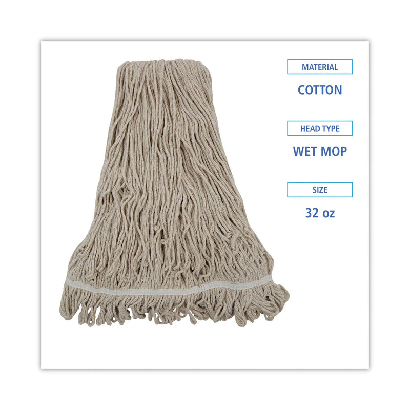 Boardwalk Mop Head, Pro Loop Web/Tailband, Premium Standard Head, Cotton, 32-Oz., White