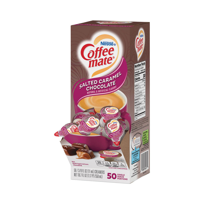 Coffee mate Liquid Coffee Creamer, Salted Caramel Chocolate, 0.38 oz Mini Cups, 50/Box
