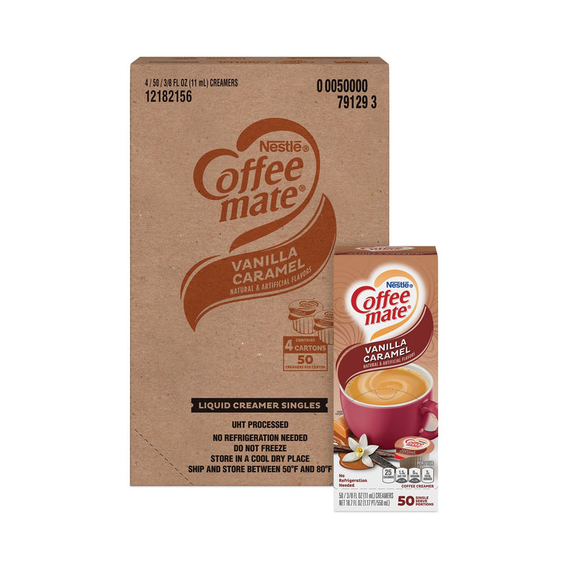Coffee mate Liquid Coffee Creamer, Vanilla Caramel, 0.38 oz Mini Cups, 50/Box, 4 Boxes/Carton, 200 Total/Carton